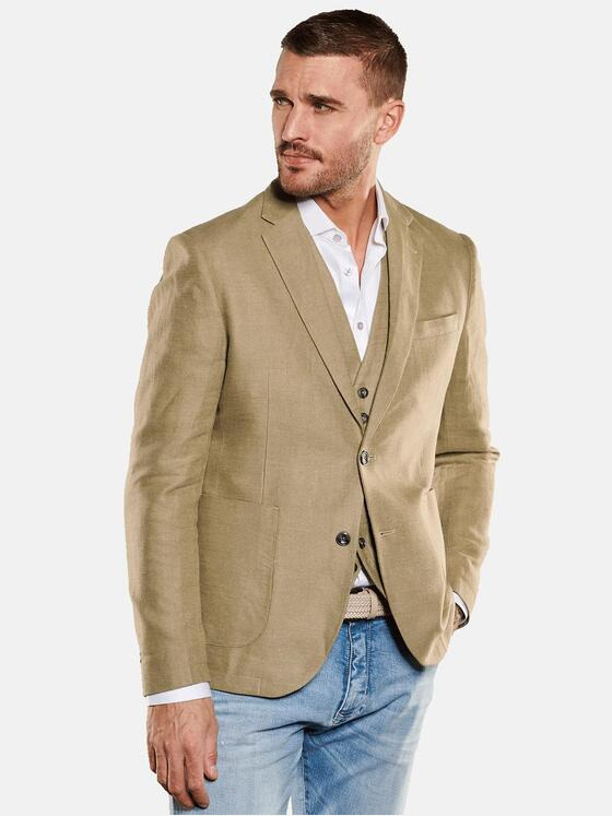 emilio adani Herren Freizeit-Sakko mit Leinenanteil Grün 34604