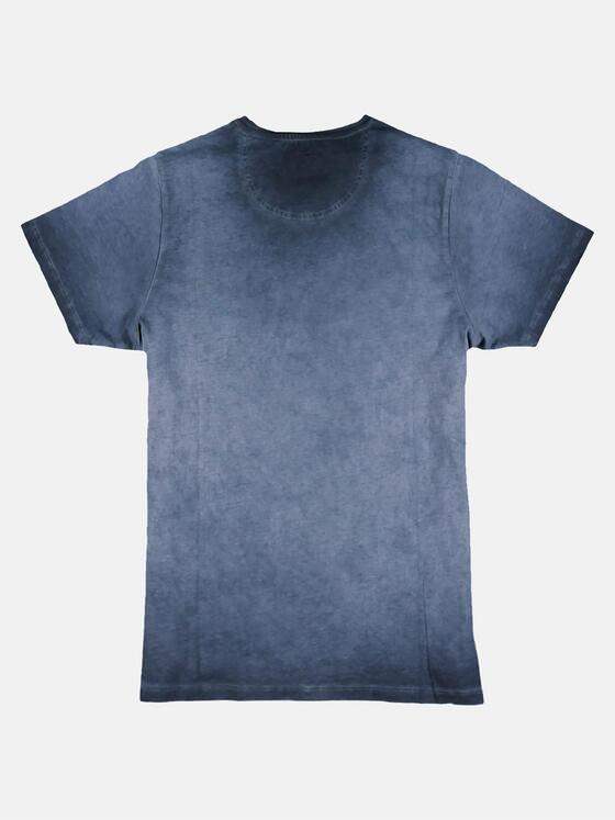 emilio adani Herren Rundhals T-Shirt mit authentischem Farbeffekt Blau 29679