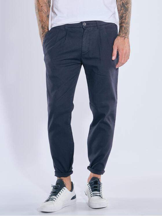 emilio adani Herren Chino mit Bundfalte Saphirblau 39107