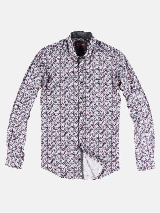 emilio adani Herren Bedrucktes Langarmhemd Rot 30814