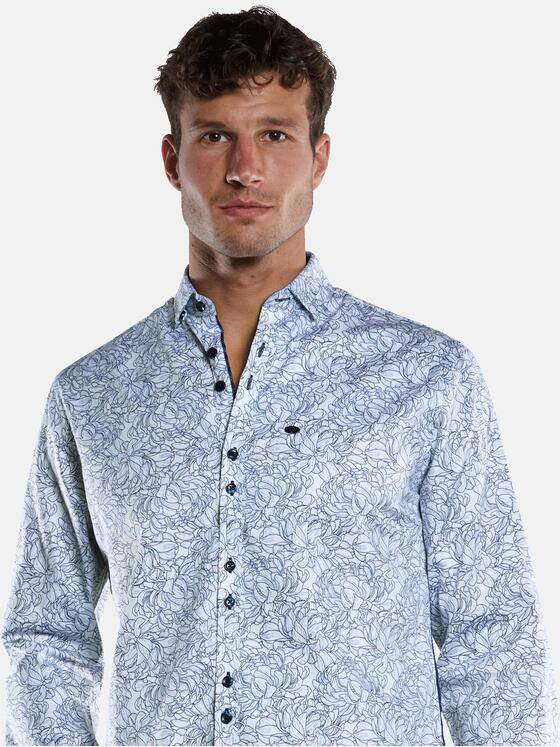 engbers Herren Langarm-Hemd mit floralem Print Himmelblau 33466
