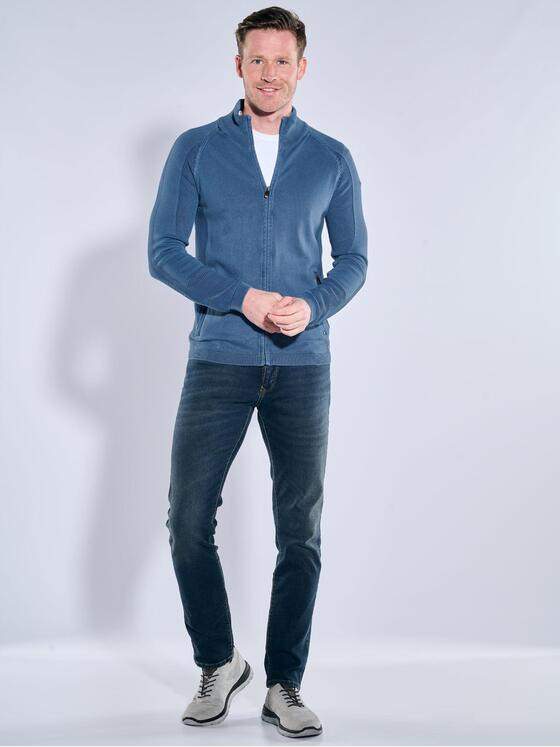 engbers Herren Cardigan mit Troyerkragen Mittelblau 38533
