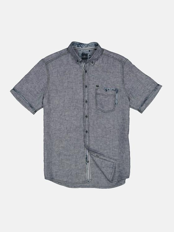 engbers Herren Kurzarm-Hemd aus Leinen Marineblau 34664