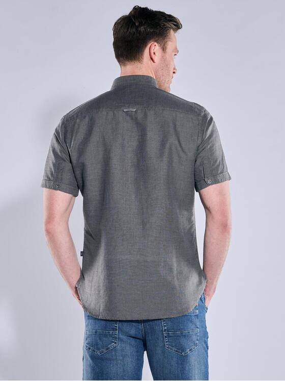 engbers Herren Kurzarm-Hemd mit Leinenanteil Anthrazit 38384