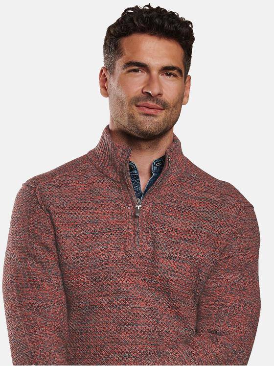 engbers Herren Troyer-Pullover mouliniert Dunkelorange 32036