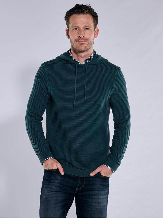 engbers Herren Pullover mit Kapuze Petrolblau 38152