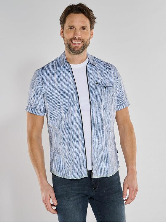 engbers Herren Kurzarm-Hemd gestreift Blau 36859