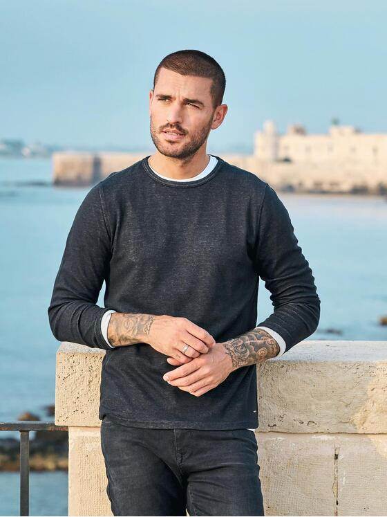 emilio adani Herren Pullover aus Merinowolle Braun 35704