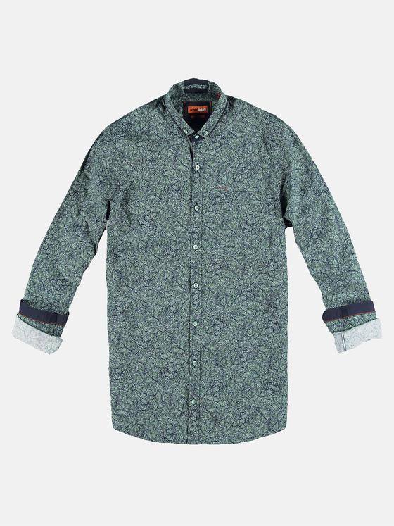 emilio adani Herren Langarmhemd mit All-Over Print Grün 31349