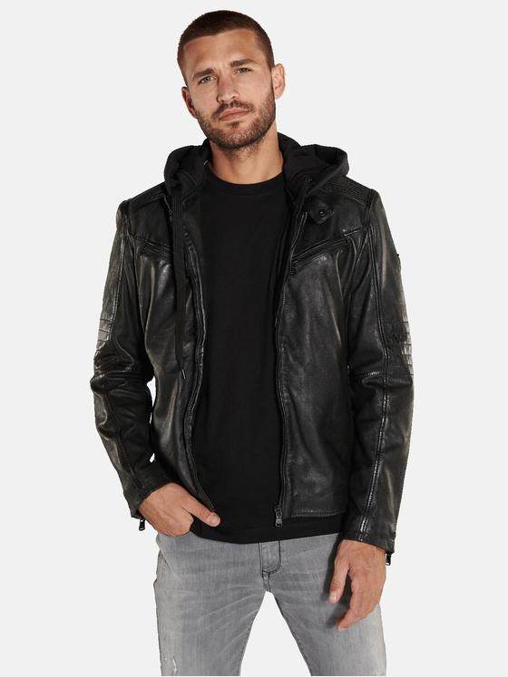 emilio adani Herren Lederjacke Schwarz 36013