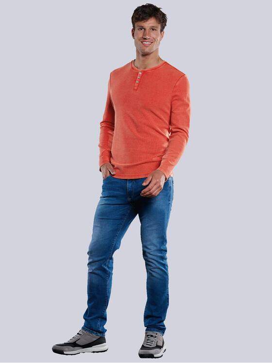 engbers Herren Langarm-Shirt mit Henley-Kragen Lachsrot 33769