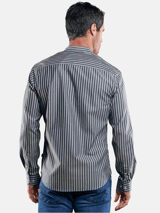 engbers Herren Gestreiftes Stehkragenhemd Saphirblau 29097