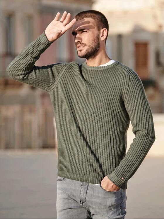 emilio adani Herren Pullover aus Merinowolle Grün 35757