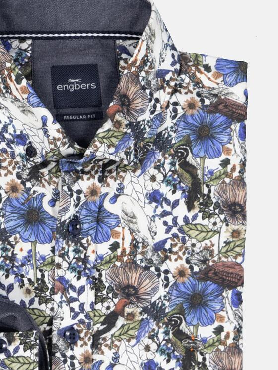 engbers Herren Langarm-Hemd gemustert Royalblau 36225