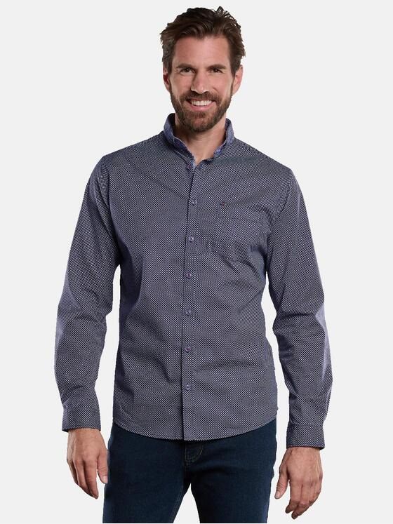 engbers Herren Langarm-Hemd gemustert Blau 34090