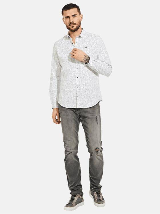 emilio adani Herren Langarmhemd mit Comfort-Stretch Weiß 30317