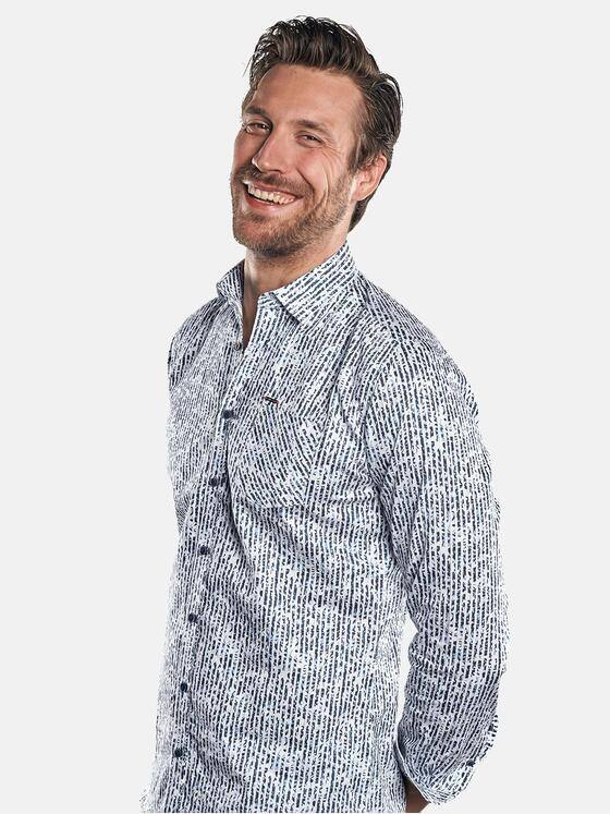 emilio adani Herren Streifendruck Hemd mit floralen Elementen Blau 30547