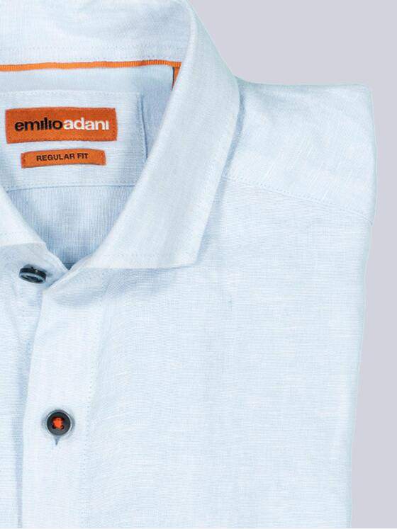 emilio adani Herren Langarm-Hemd aus Leinen Blau 38566