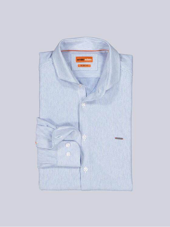 emilio adani Herren Langarm-Hemd gestreift Blau 39258