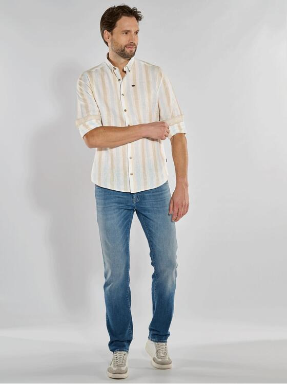 engbers Herren Langarm-Hemd mit Leinenanteil Blau 36584