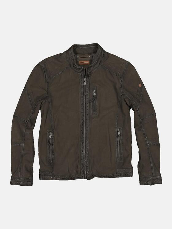 emilio adani Herren Lederjacke aus Nubuk-Leder Grün 34223