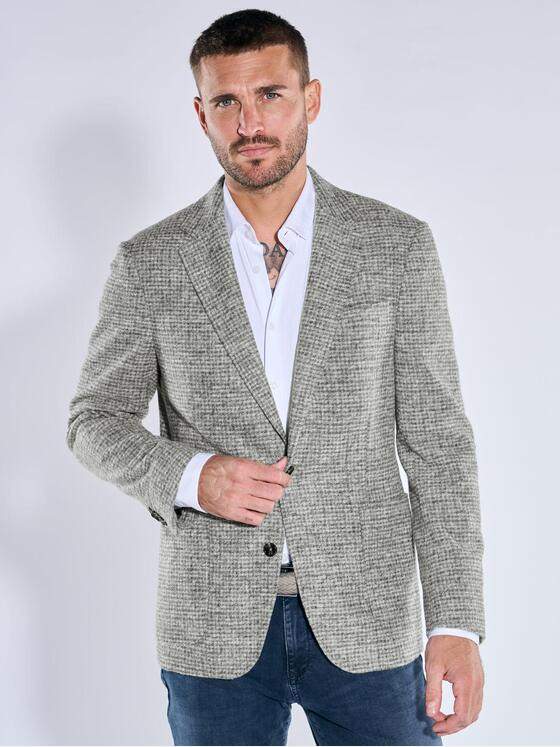 emilio adani Herren Sakko gemustert Silbergrau 39382