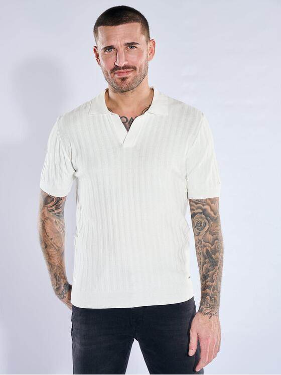 emilio adani Herren Modisches Strickpolo Reinweiss 40138