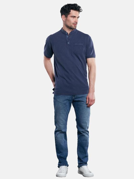 engbers Herren Serafinoshirt mit Stehkragen Indigoblau 31105