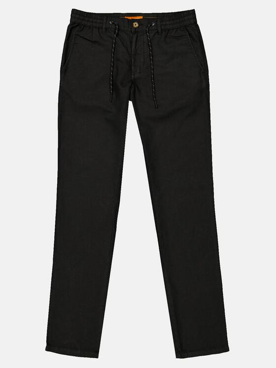 emilio adani Herren Chino mit Leinenanteil Schwarz 34682
