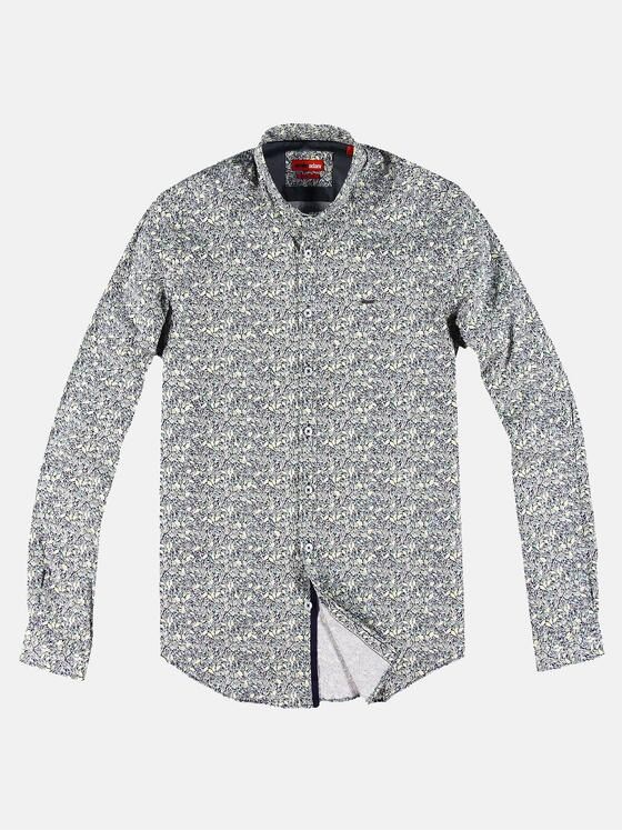 emilio adani Herren Floral bedrucktes Langarmhemd Türkis 30322