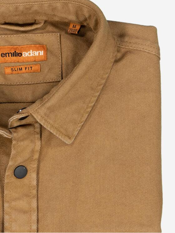 emilio adani Herren Overshirt aus Twill slim fit Braun 37229
