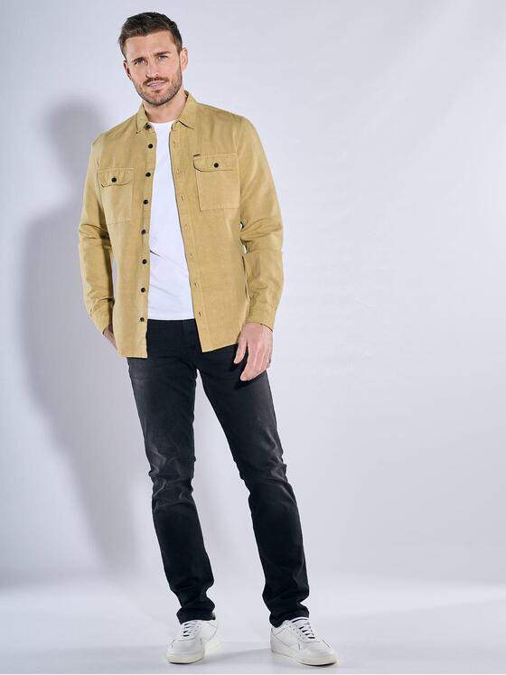 emilio adani Herren Langarm-Hemd slim fit Gelb 38640