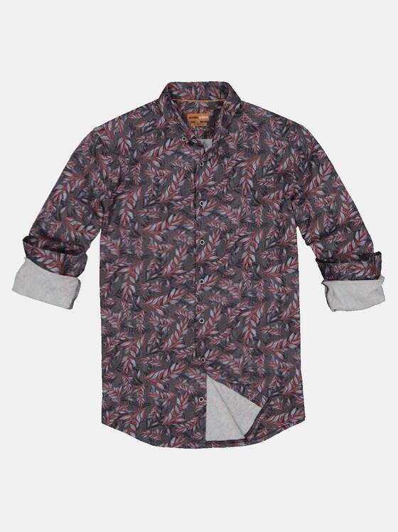 emilio adani Herren Langarm-Hemd mit All-Over-Print Rot 33346