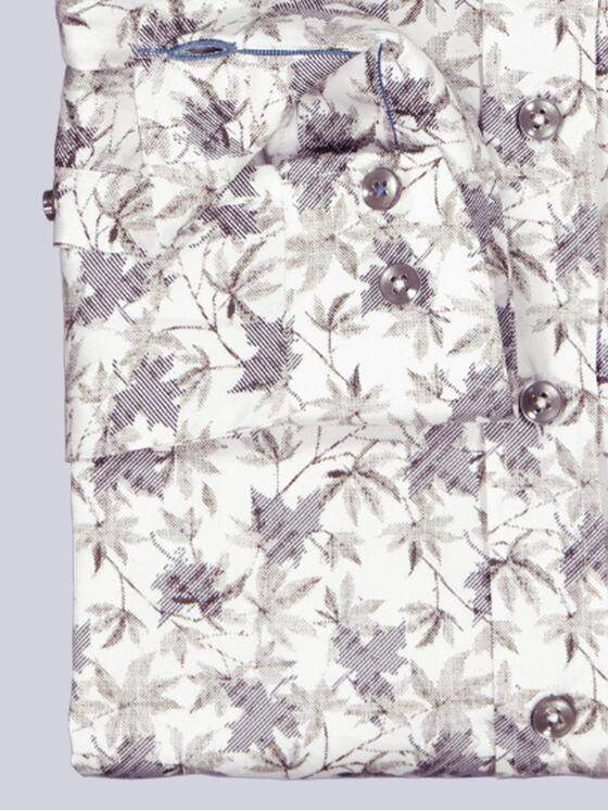 ENGBERS GERMANY Herren Langarm-Hemd mit Floralprint Reinweiss 39565