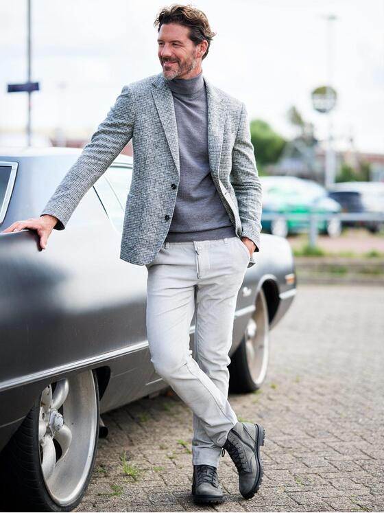 emilio adani Herren Sakko gemustert Silbergrau 39382