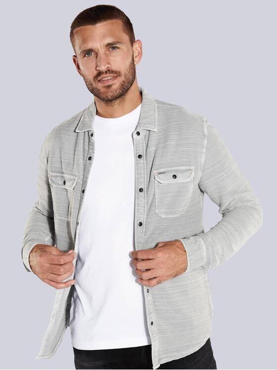 emilio adani Herren Langarm-Shirt mit Polo-Kragen Grau 36107