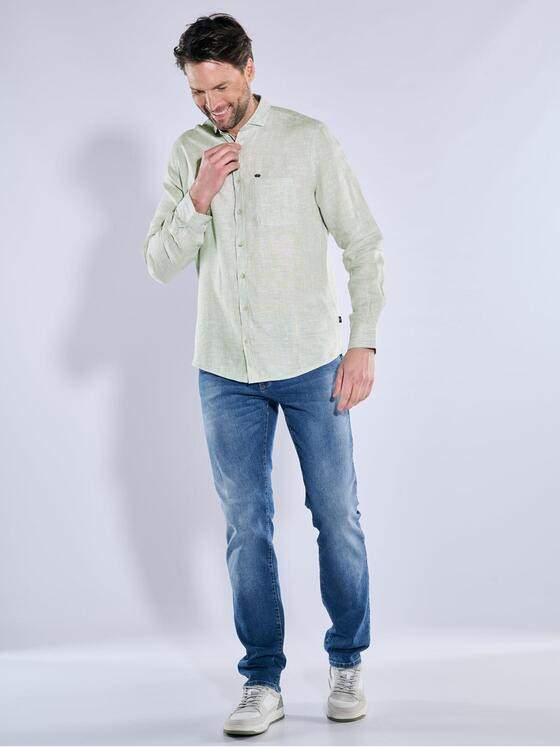 engbers Herren Langarm-Hemd aus Leinen Hellgruen 38364