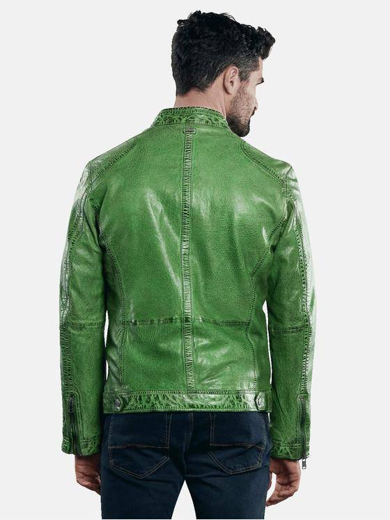 engbers Herren Sportive Lederjacke im Bikerstyle Grasgruen 31035