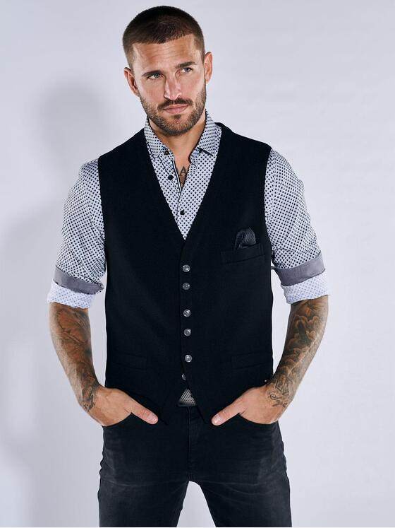 emilio adani Herren Sakko-Weste slim fit Schwarz 37257