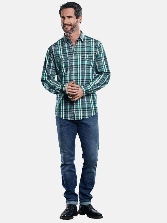 engbers Herren Modisch gefärbtes Karohemd Petrolgruen 30836