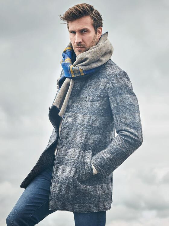 emilio adani Herren Stilvoller Karo-Mantel Blau 30226