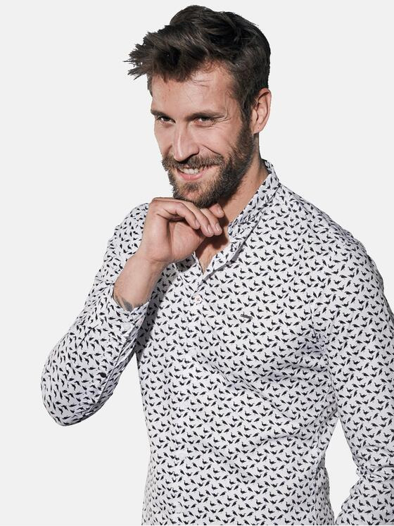 emilio adani Herren Hemd mit All Over Print Blau 30843