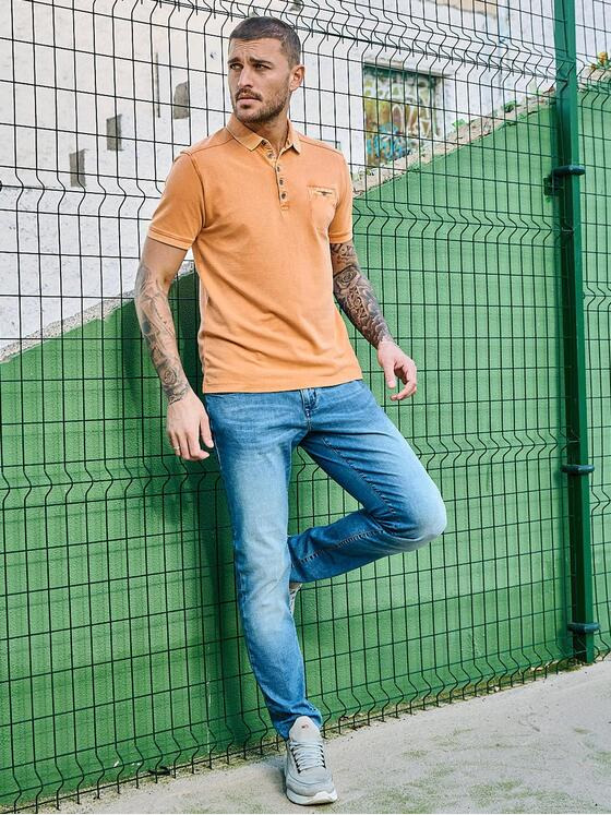 emilio adani Herren Polo-Shirt uni Orange 32768