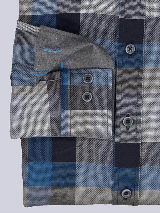 engbers Herren Langarm-Hemd kariert Tuerkis 36088