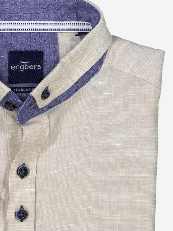 engbers Herren Kurzarm-Hemd mit Leinenanteil Beige 36588