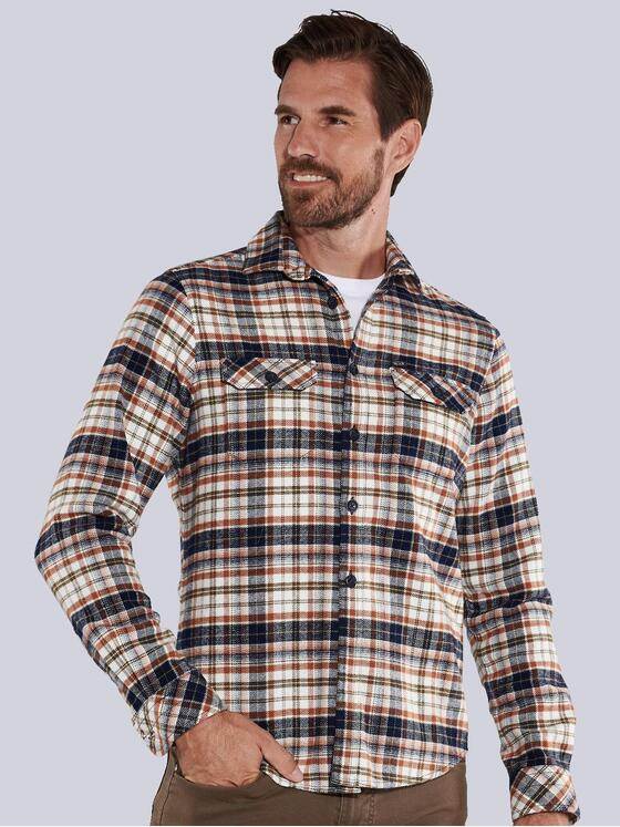 engbers Herren Langarm-Hemd kariert Orange 35532