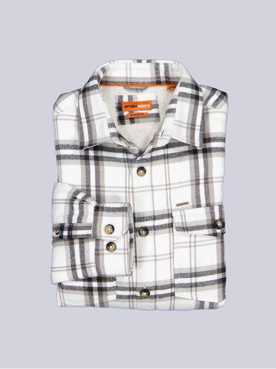 emilio adani Herren Overshirt kariert Weiß 39119