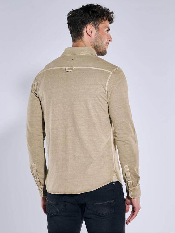 emilio adani Herren Langarm-Hemd uni Beige 39169