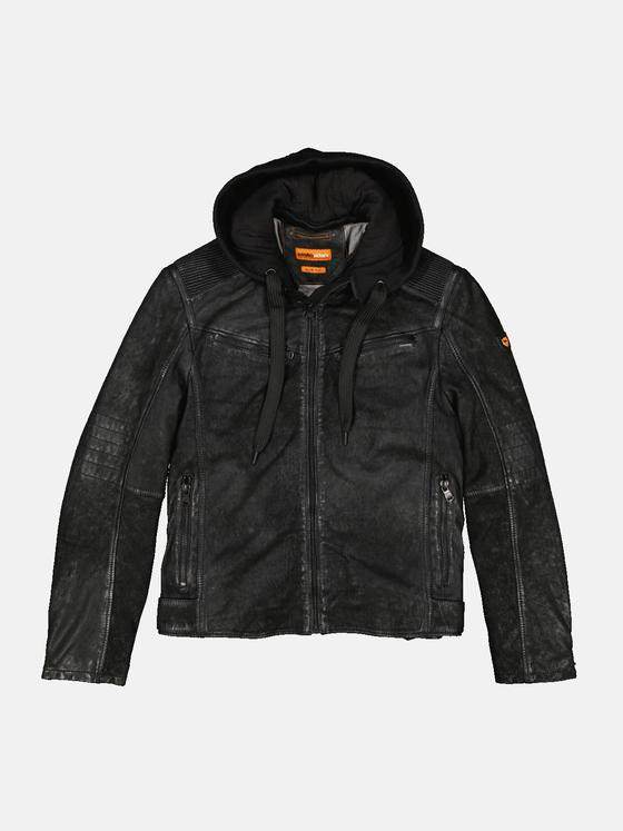 emilio adani Herren Lederjacke Schwarz 36013