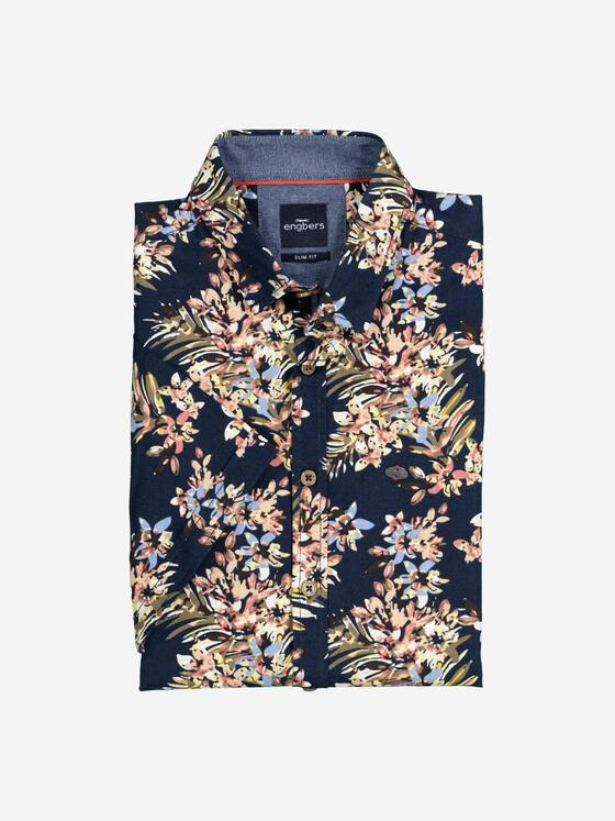 engbers Herren Kurzarm-Hemd gemustert Blau 36585